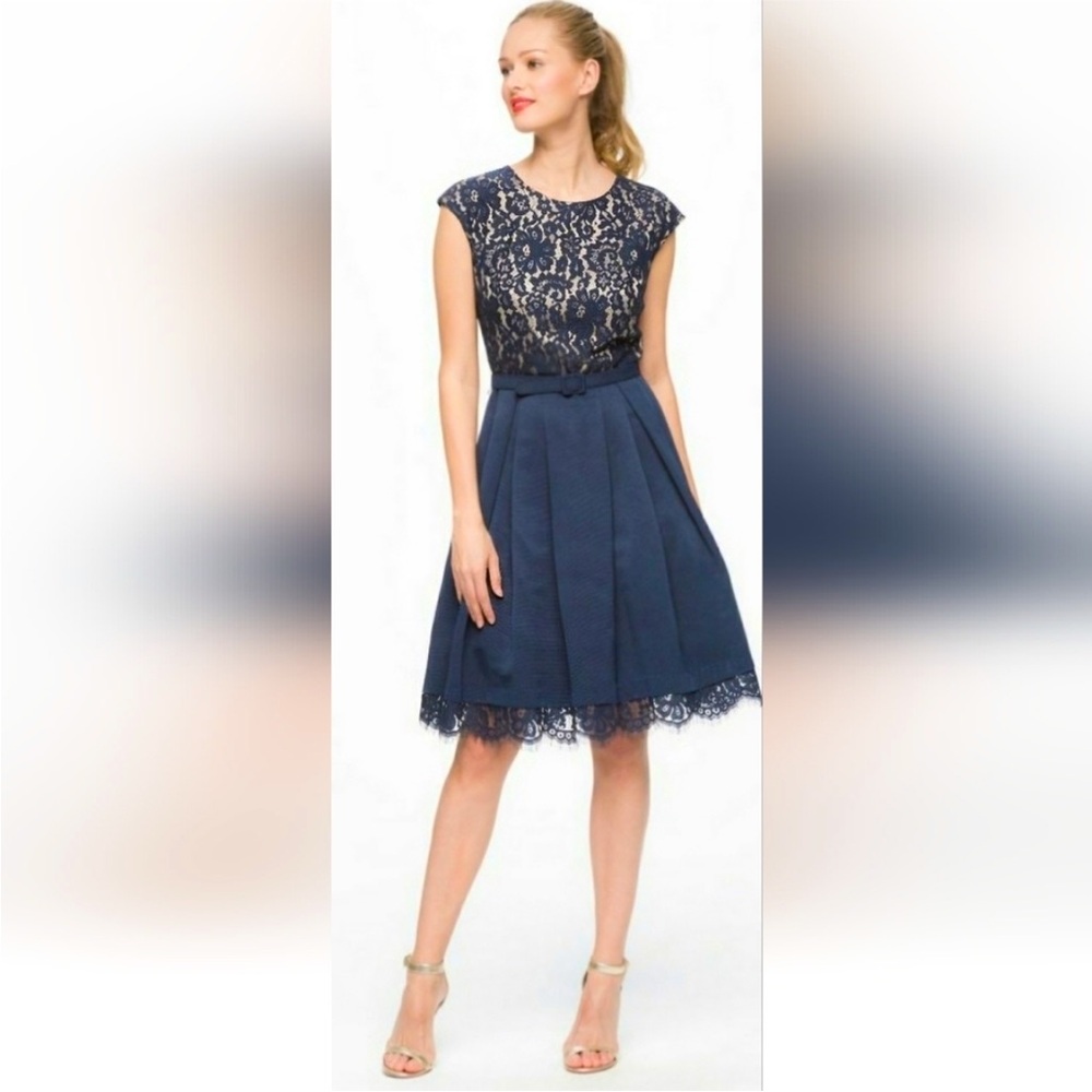 Eliza J Navy Blue Lace Dress, Size 4